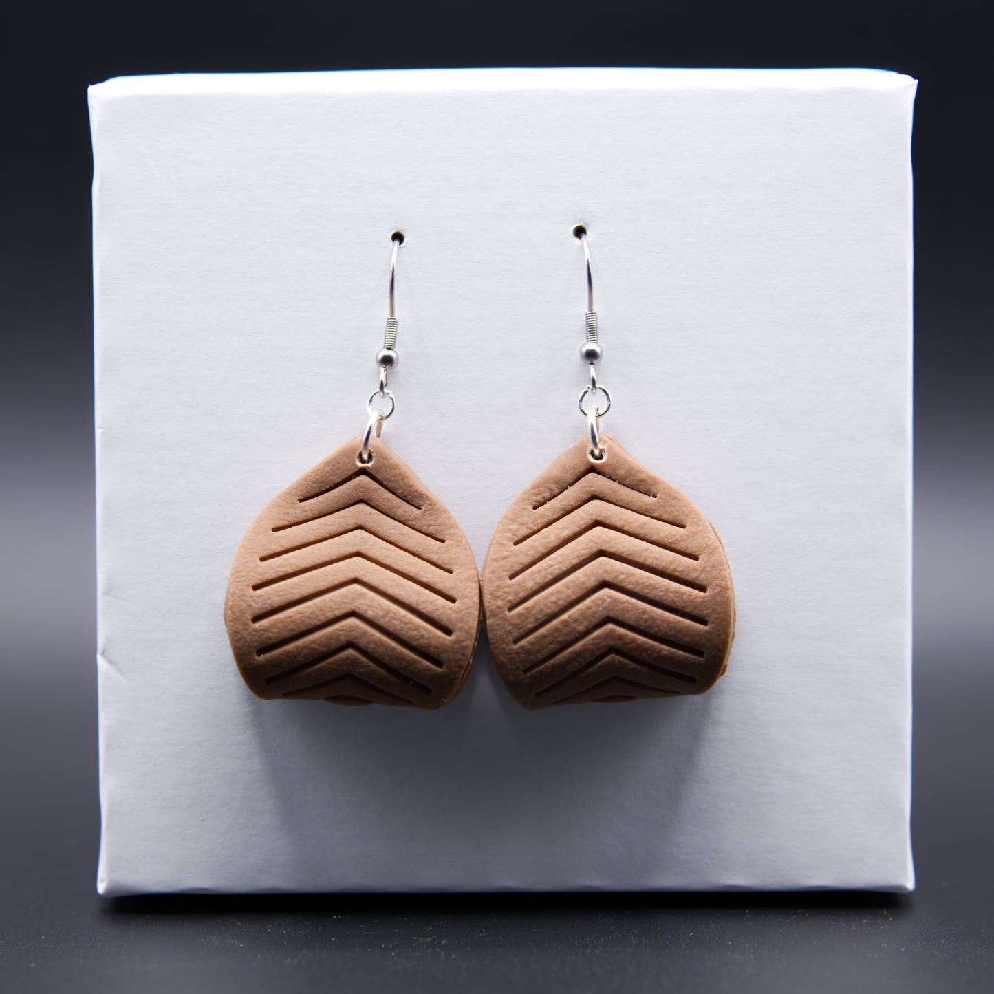 Brown Leather Twist Earrings