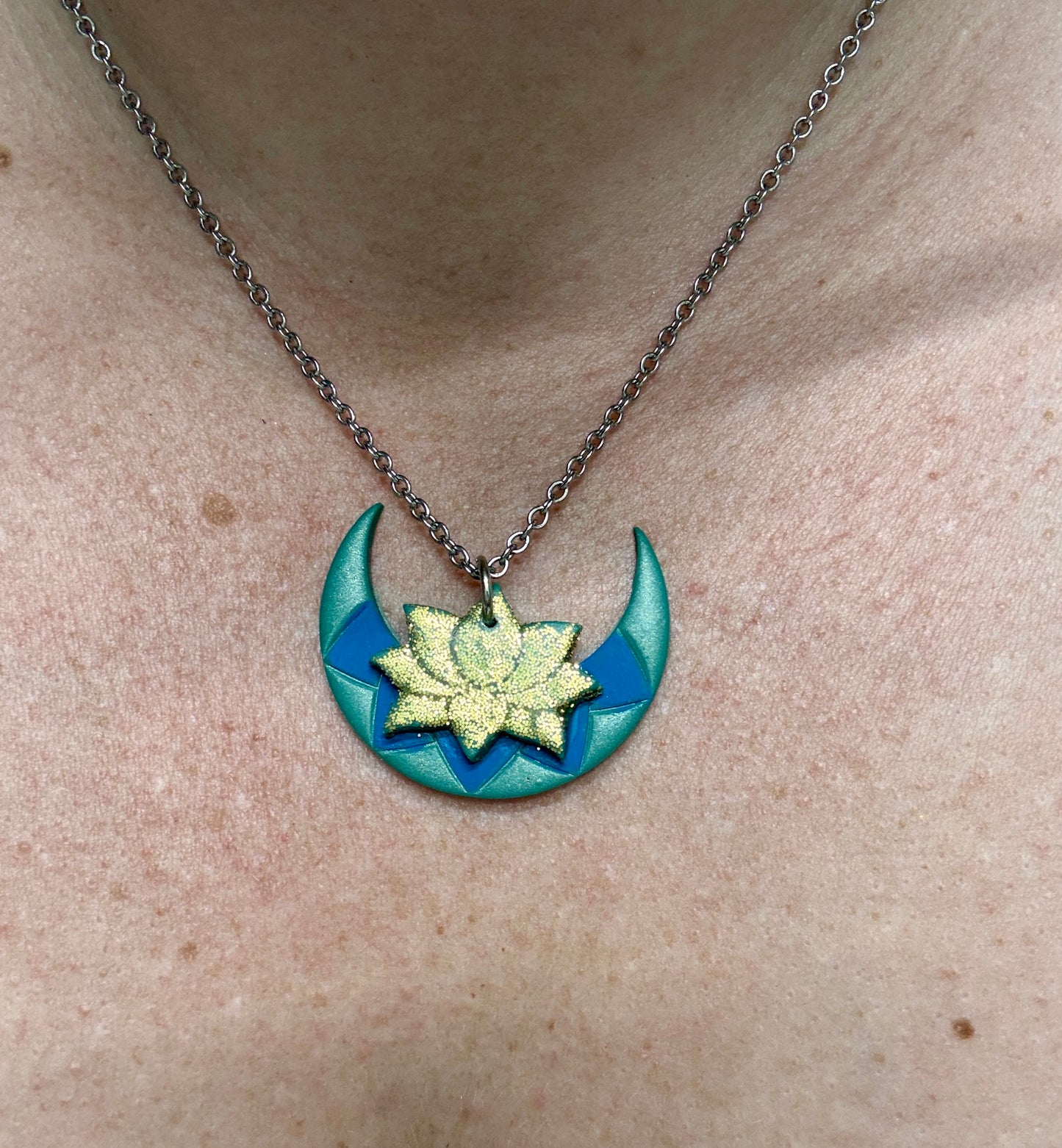 Moon & Lotus Necklace