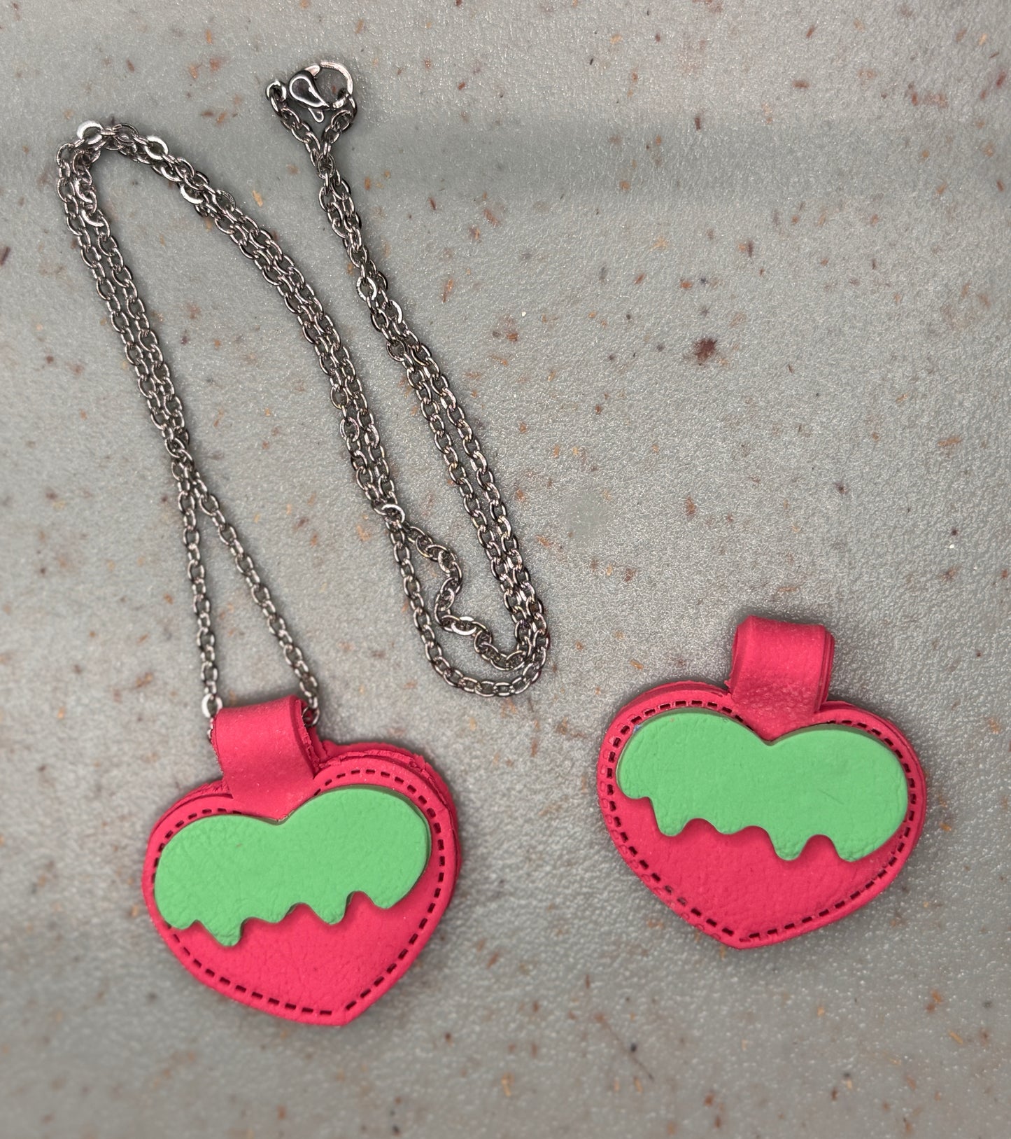 Melty Heart "Stitched Leather" Necklace