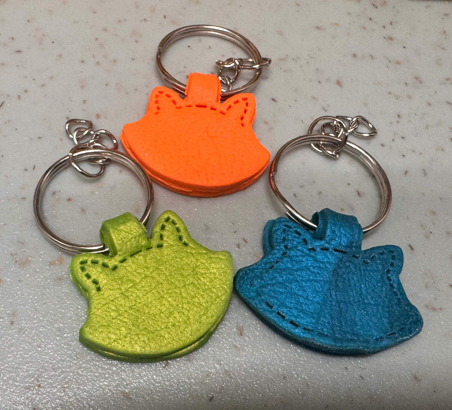 "Stitched Leather" Clay Keychains