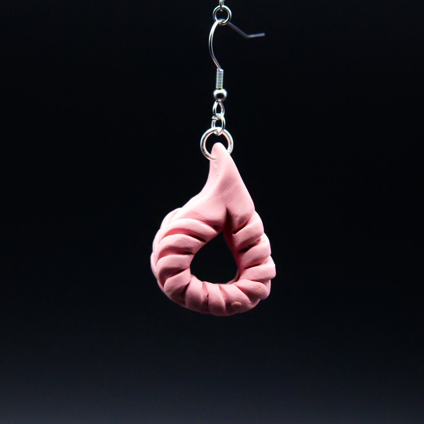Pink Leather Twist Earrings