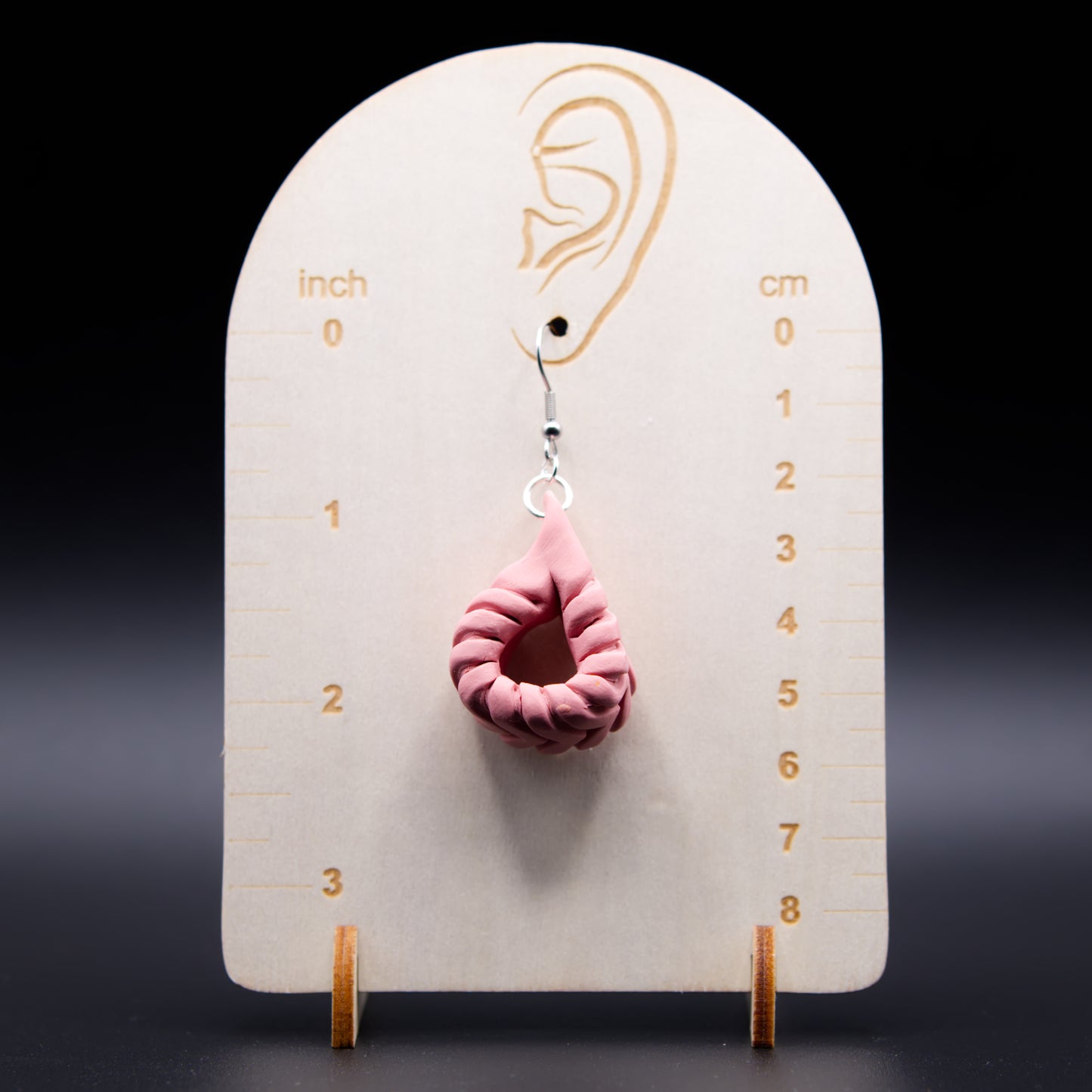 Pink Leather Twist Earrings