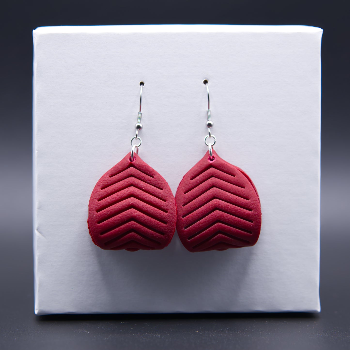 Maroon Leather Twist Earrings