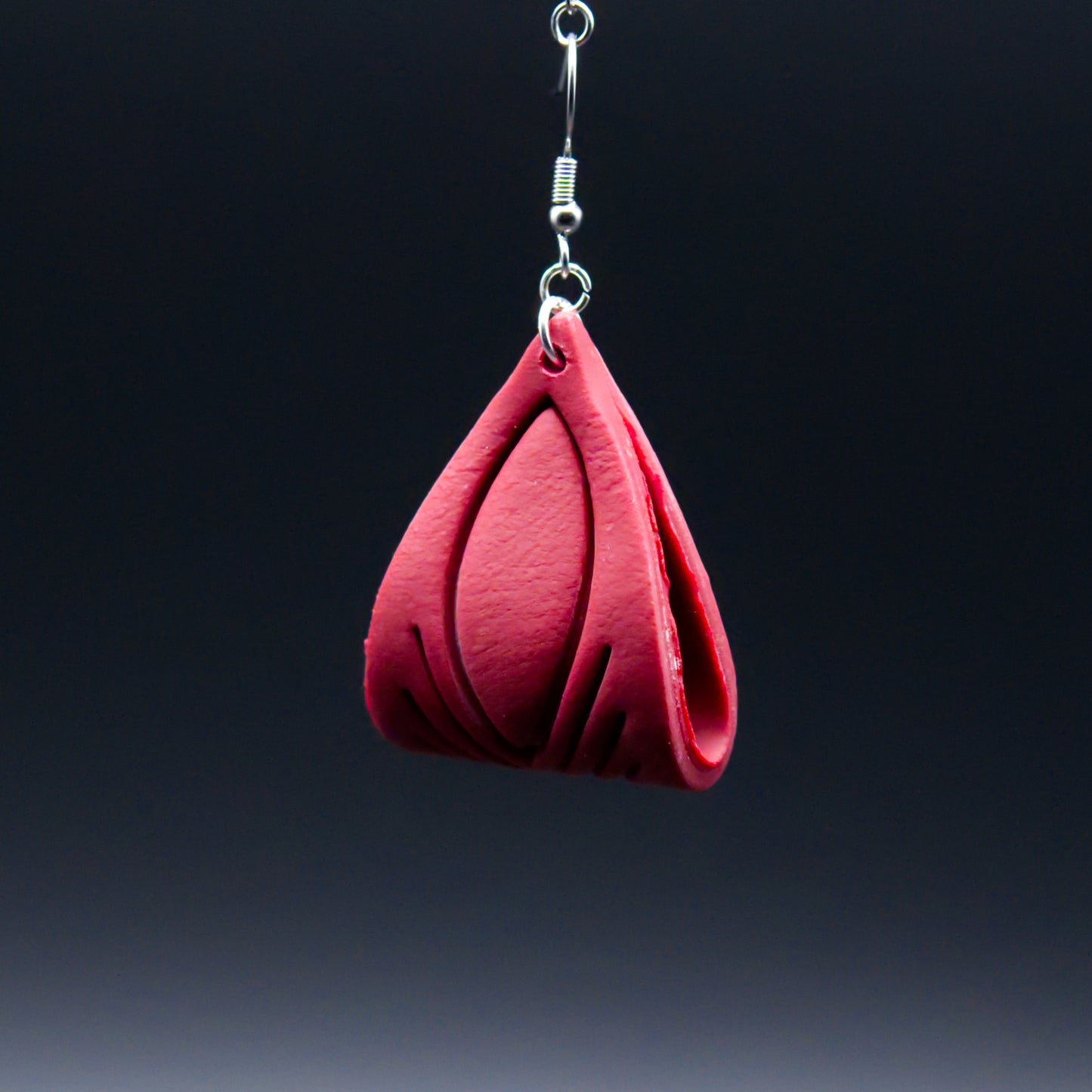 Maroon Leather Twist Earrings