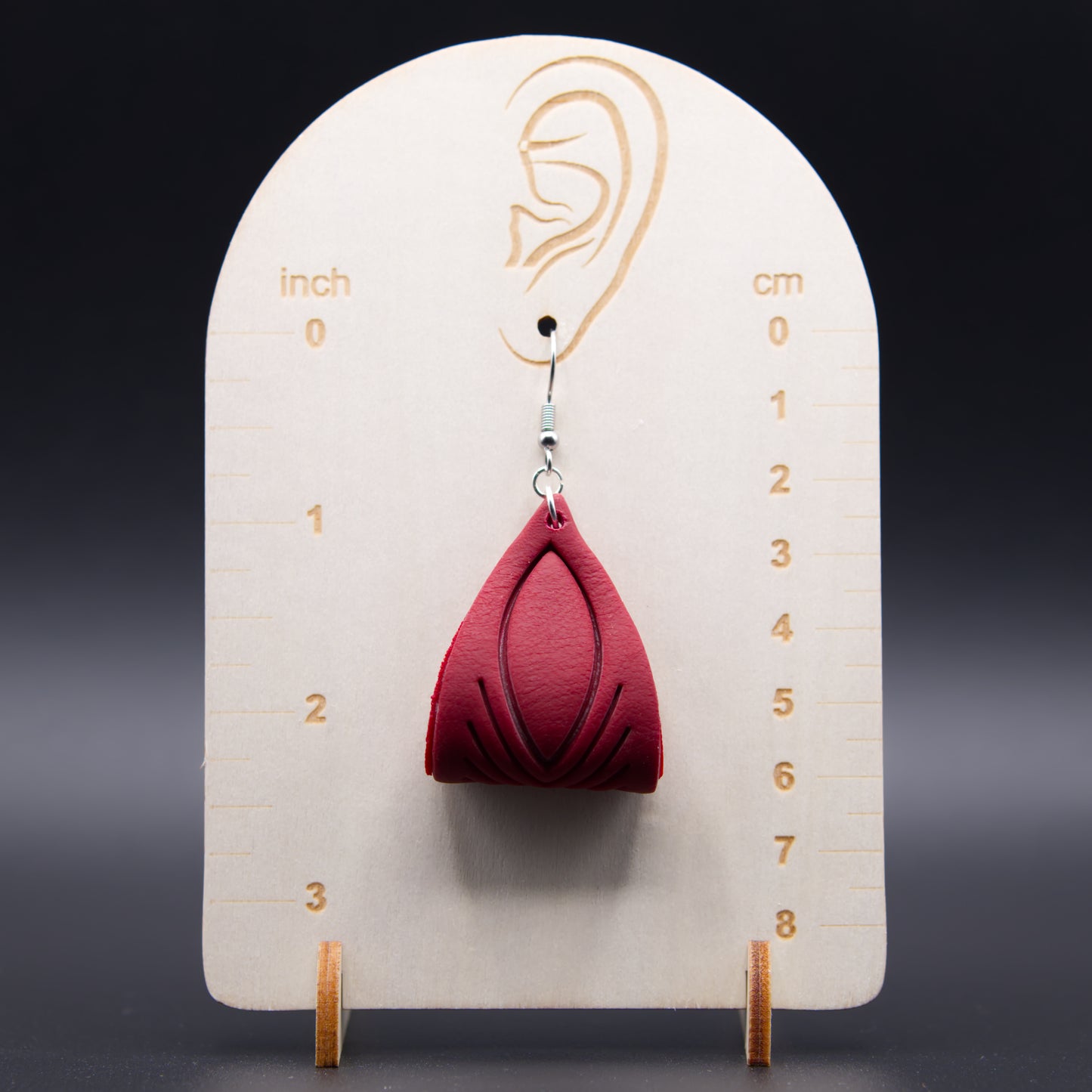Maroon Leather Twist Earrings