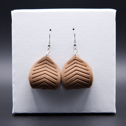 Brown Leather Twist Earrings