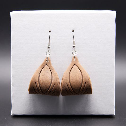 Brown Leather Twist Earrings