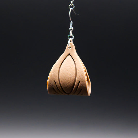 Brown Leather Twist Earrings