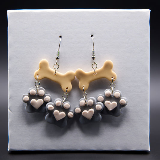 Puppy Bones and Paws Earrings