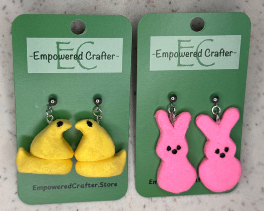 Marshmallow Chick & Bunny Earrings