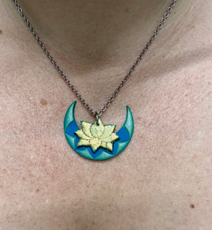 Moon & Lotus Necklace