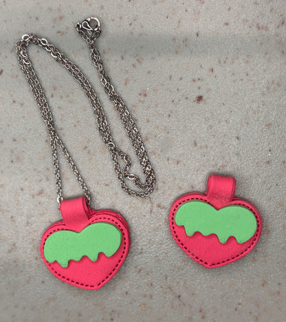 Melty Heart "Stitched Leather" Necklace