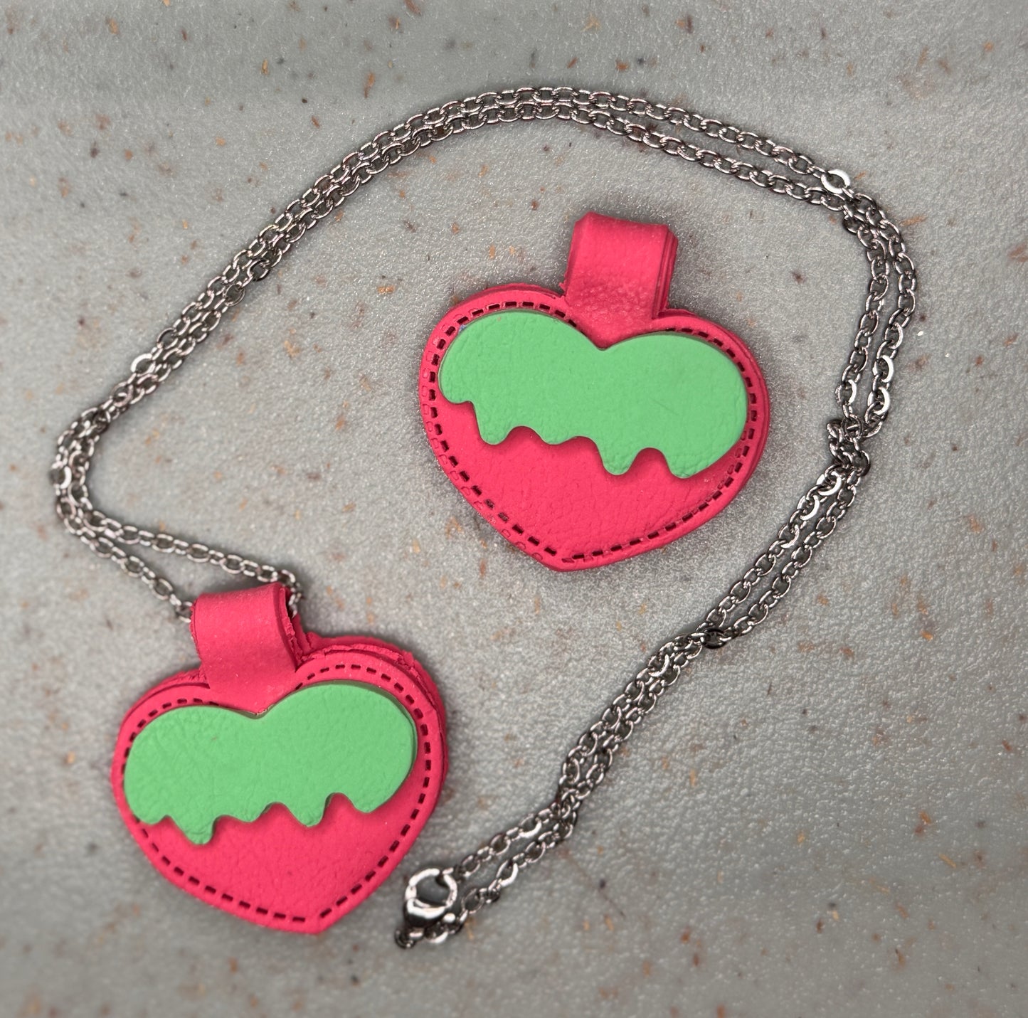 Melty Heart "Stitched Leather" Necklace