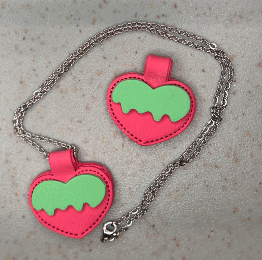 Melty Heart "Stitched Leather" Necklace