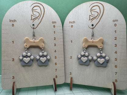 Puppy Bones and Paws Earrings