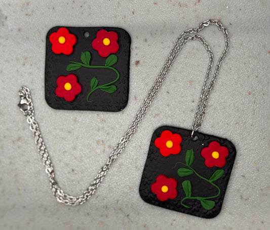 Triple Flowers & Vine Necklace