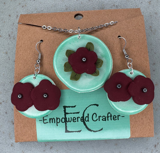 Poppy Flowers Jewelry Set