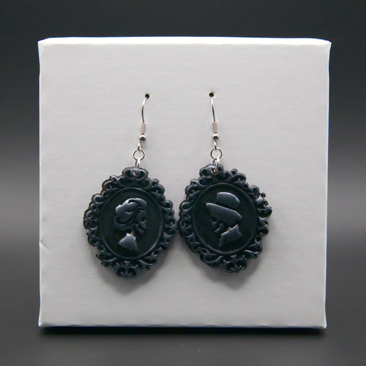 Cameo Skeleton Couple Earrings