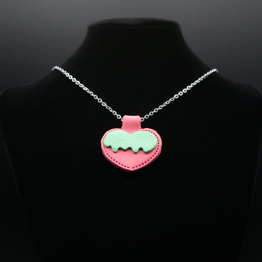 Melty Heart "Stitched Leather" Necklace