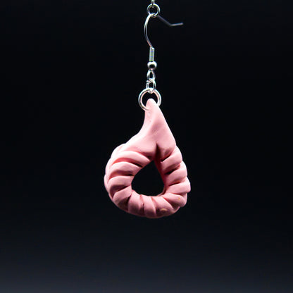 Pink Leather Twist Earrings