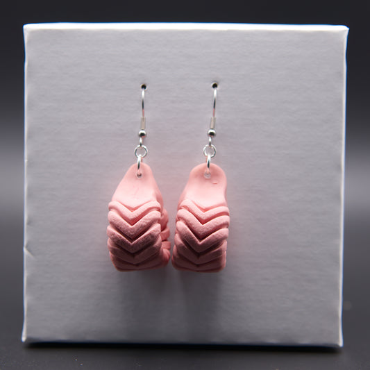 Pink Leather Twist Earrings