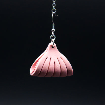 Pink Leather Twist Earrings