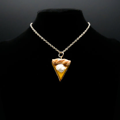 Pumpkin Pie Necklace; Polymer Clay Charms with Stainless Steel Necklace