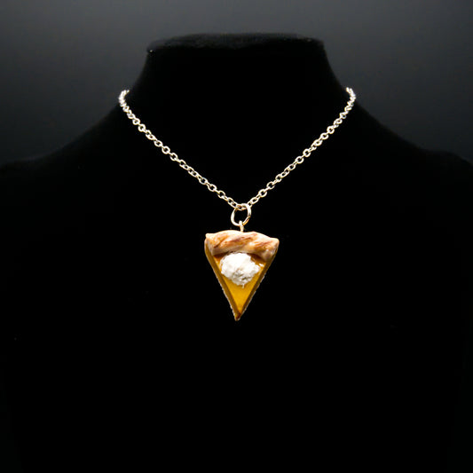 Pumpkin Pie Necklace; Polymer Clay Charms with Stainless Steel Necklace