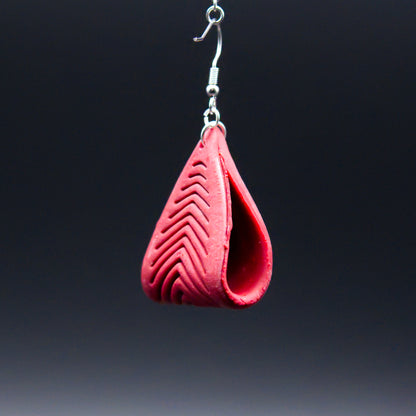 Maroon Leather Twist Earrings