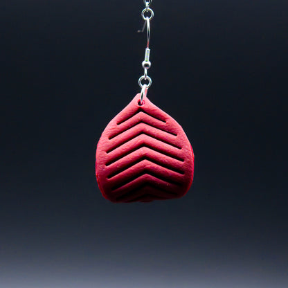 Maroon Leather Twist Earrings