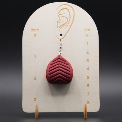 Maroon Leather Twist Earrings