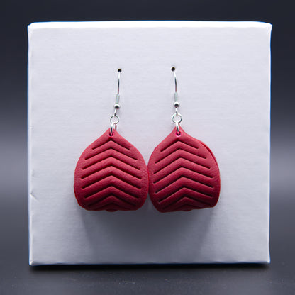 Maroon Leather Twist Earrings