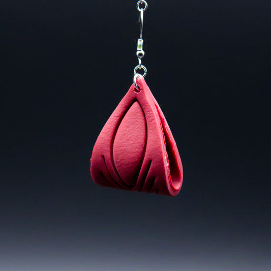 Maroon Leather Twist Earrings