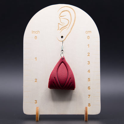 Maroon Leather Twist Earrings