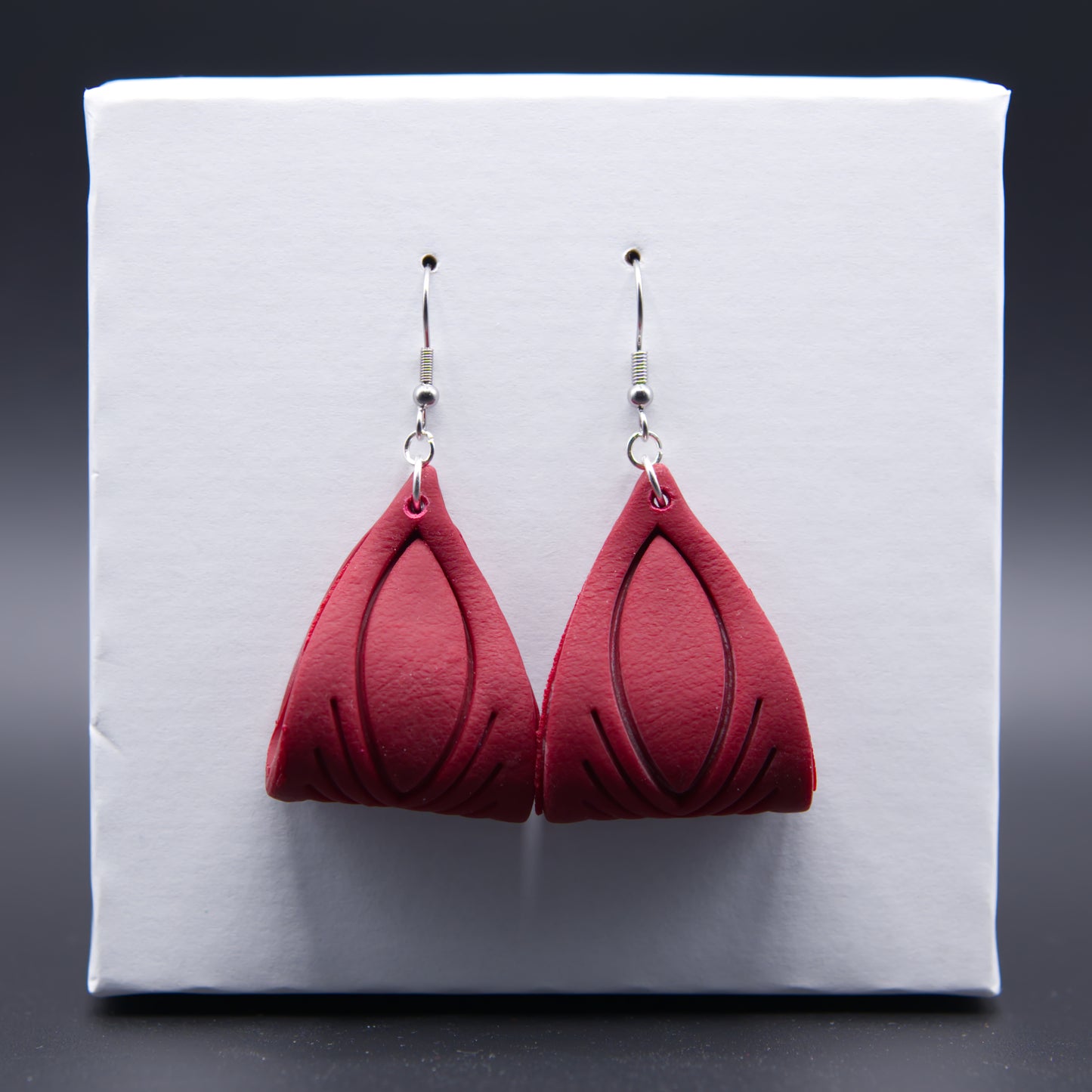 Maroon Leather Twist Earrings