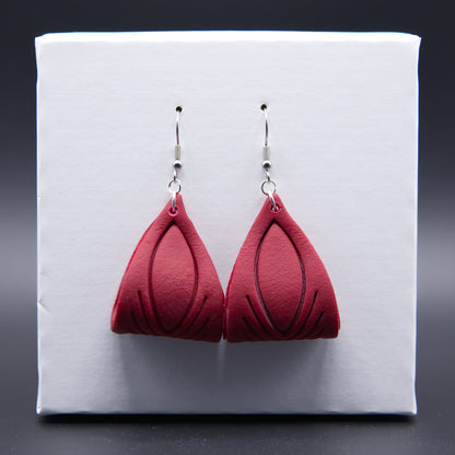 Maroon Leather Twist Earrings