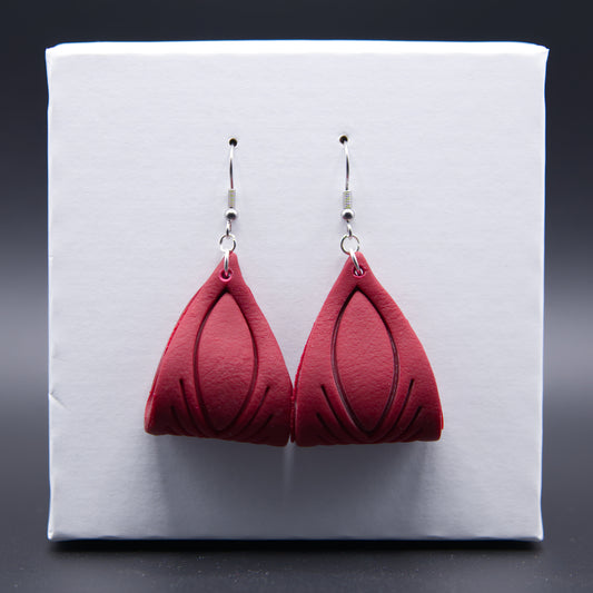 Maroon Leather Twist Earrings