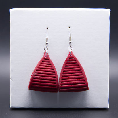 Maroon Leather Twist Earrings