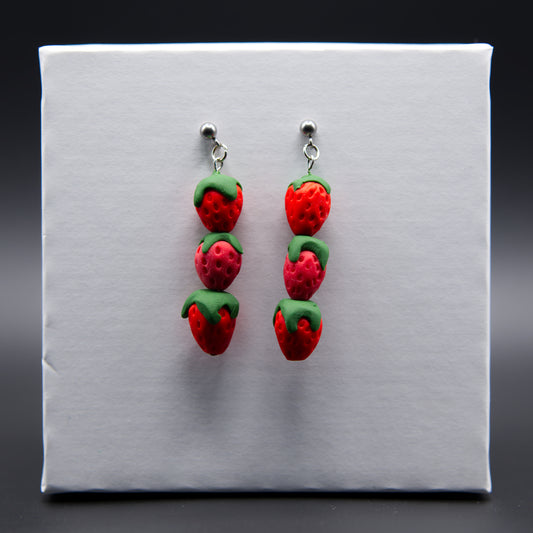 Triple Strawberry Earrings