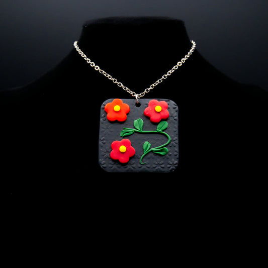 Triple Flowers & Vine Necklace