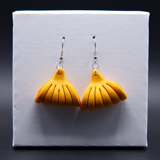 Mustard Leather Twist Earrings